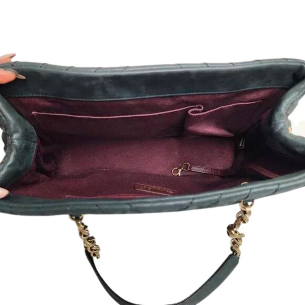 CHANEL Surpique CC Charm Tote Chevron Iridescent Calfskin Large Shoulder Bag - Picture 12 of 13